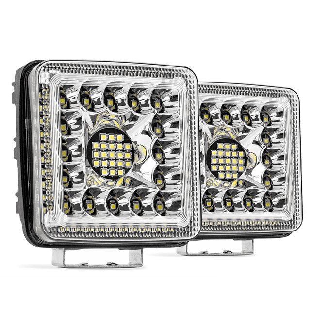 AMiO AWL13 Werklamp Verstraler Spot Vierkant 77LED 9 - 36v 6000K Wit 2 stuks (set) - VCTparts.nl