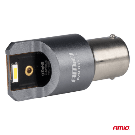 AMiO BA15s P21W LED 12V - 24V 2x1860 SMD Wit Canbus [Achterlicht - Richtingaanwijzer - Achteruitrijlicht] (2 stuks) - VCTparts.nl