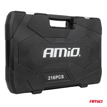 AMiO Bits-, Steeksleutel- en Dopsleutelset met Ratelsleutels 216-delig - Gereedschapskoffer voor Garage en Werkplaats AMiO 5