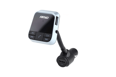 AMiO Bluetooth Muziek FM Transmitter Handsfree Bellen met USB-A Lader 2.4A (BT-01) Zwart