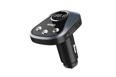 AMiO Bluetooth Muziek FM Transmitter Handsfree Bellen met USB-A Lader 2.4A (BT-02) Zwart