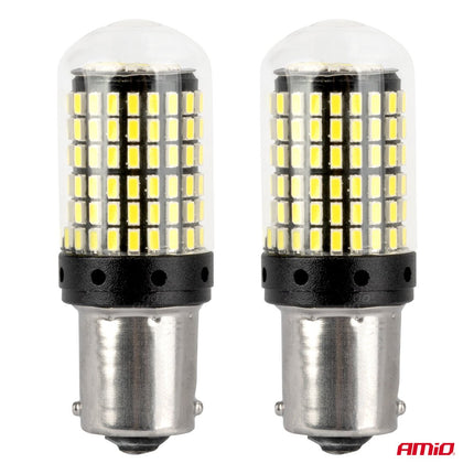AMiO CANBUS LED Lampen 1156 BA15S P21W R10W R5W 4SMD 1860 Wit – 12V 24V - VCTparts.nl