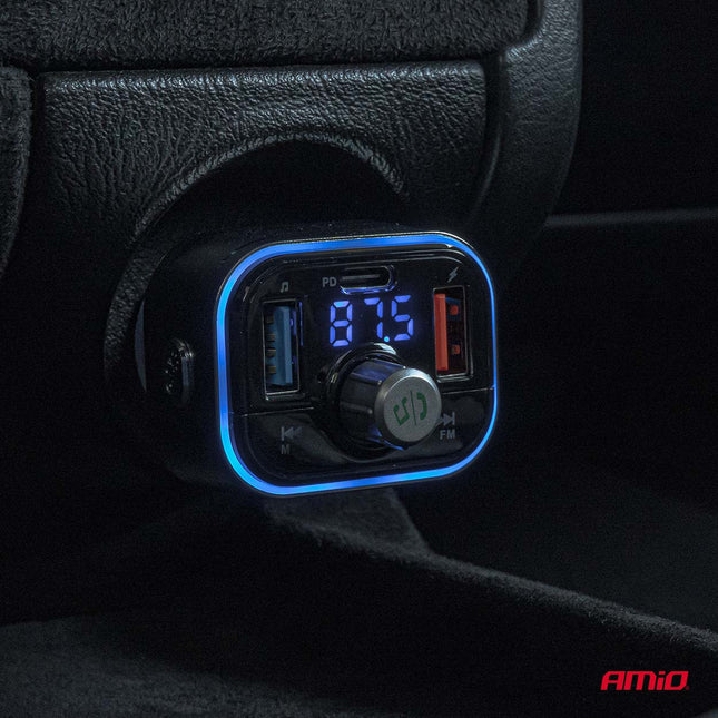 AMiO Car FM Transmitter 1×USB - C microSD 12V 24V – Bluetooth, Hands - Free Bellen en Multifunctioneel AMiO 2