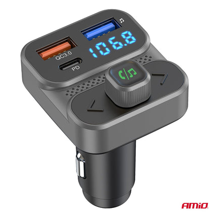 AMiO Car FM Transmitter – 2×USB - A en 1×USB - C – 12V/24V – Bluetooth – Handsfree Bellen en Snelladen AMiO 4