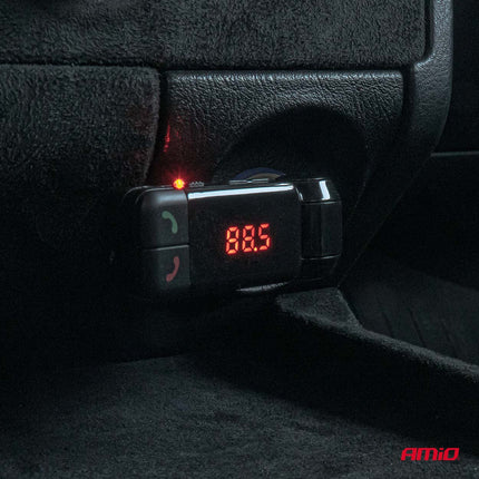 AMiO Car FM Transmitter - 2xUSB - A - 12V/24V - Bluetooth - Handsfree Bellen - Compact en Vouwbaar AMiO 2