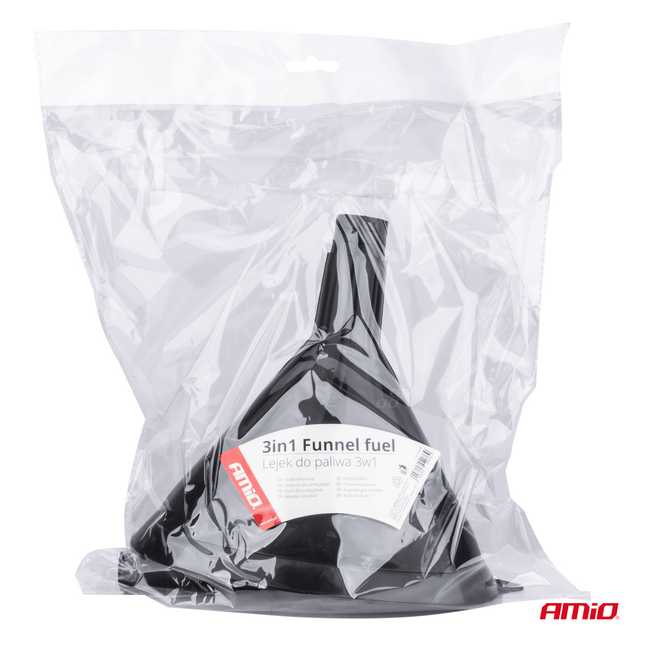 AMiO Drie-Delige Elliptische Universele Trechter met Filtergaas en Twee Tuiten 14cm Diameter Zwart - VCTparts.nl