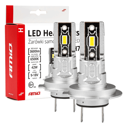 AMiO Dimlicht + Grootlicht LED H7 Mini 6500k Wit 4 stuks (set) [Witte koplampen - Witte Dimlichten] - VCTparts.nl