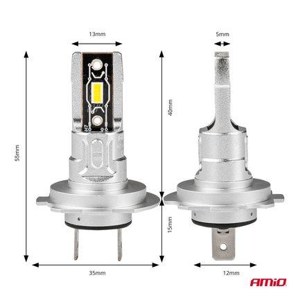 AMiO Dimlicht LED H7 Mini 6500k Wit (set) [Witte koplampen - Witte Dimlichten] - VCTparts.nl