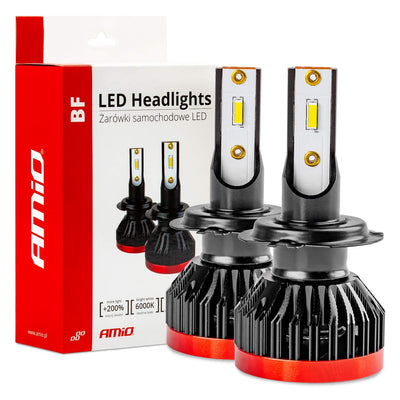 AMiO Dimlicht LED H7/H18 Koplampen 6000k Wit met Ventilator (set)  [Witte koplampen - Witte Dimlichten]