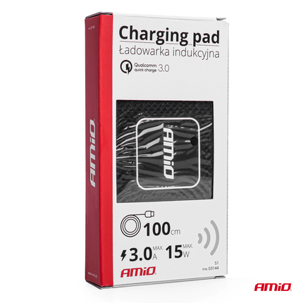 AMiO AMiO Draadloze Auto Snellader 15W (QC) Inductieve Lader met USB - A Aansluiting Zwart AMiO 2
