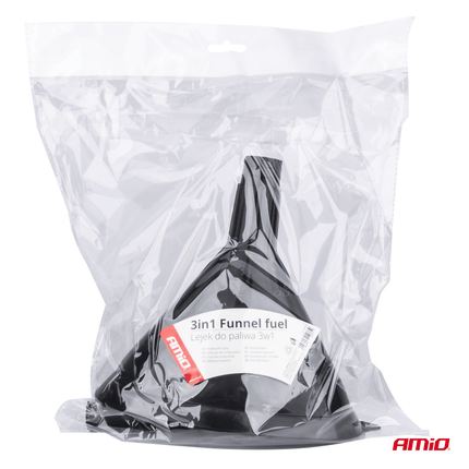 AMiO Drie - Delige Elliptische Universele Trechter met Filtergaas en Twee Tuiten 14cm Diameter Zwart - VCTparts.nl
