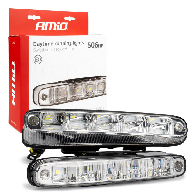 AMiO AMiO DRL 506HP Dagrijverlichting Wit 160mm - Krachtige SMD LED Set voor Auto 12V en 24V met Automatische Schakelaar AMiO 1