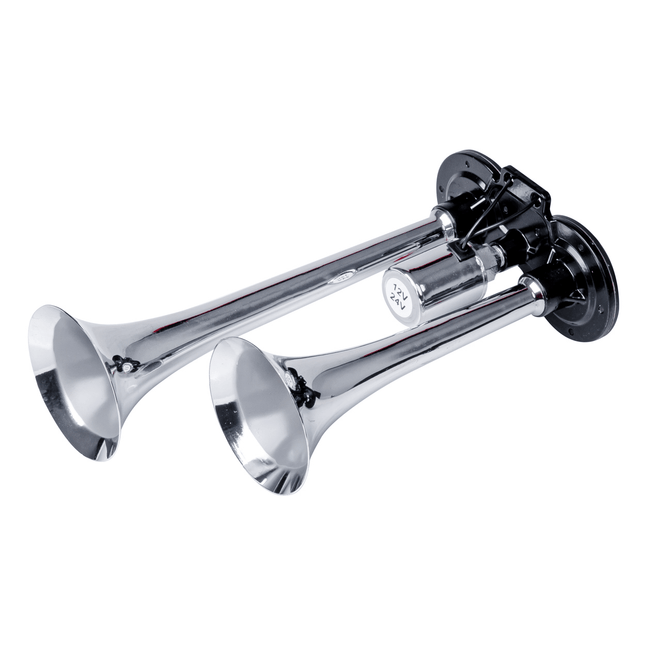 AMiO Dubbele Trompet Treinhoorn / Luchthoorn 115dB - Trein hoorn Claxon (Excl. Compressor) Zilver - VCTparts.nl