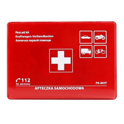 AMiO EHBO-Doos Compacte Veiligheidsset voor Auto/Motor met Handige Bevestiging Rood