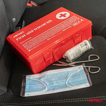 AMiO EHBO-kit in Kunststof Doos DIN 13164 - Verbandtrommel voor Auto AMiO 2