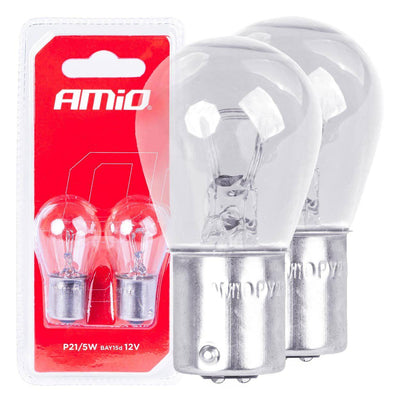 AMiO Halogeenlampen P21/5W BAY15D 12V – Set van 2 Stuks in Blisterverpakking