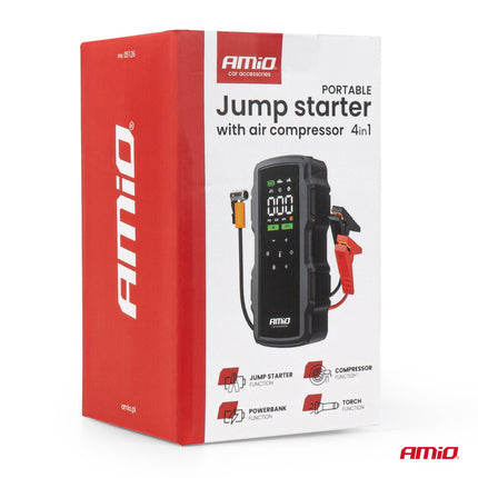 AMiO Jumpstarter 12V 17Ah 900A 4-in-1 met Compressor en Powerbank - Starthulp voor Auto AMiO 9