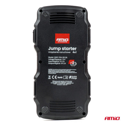 AMiO Jumpstarter 12V 17Ah 900A 4-in-1 met Compressor en Powerbank - Starthulp voor Auto AMiO 3