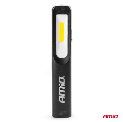 AMiO Krachtige LED COB Looplamp met Magnetische Bevestiging en USB - Oplaadfunctie Zwart - VCTparts.nl