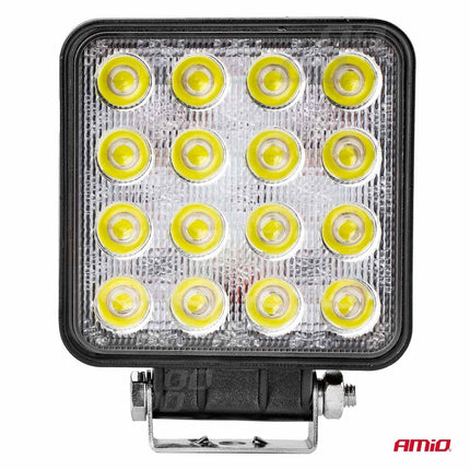 AMiO Krachtige Werklamp AWL05 EMC 108x108 48W PLAT 9 - 60V Verstraler Spot Robuust Offroad - VCTparts.nl