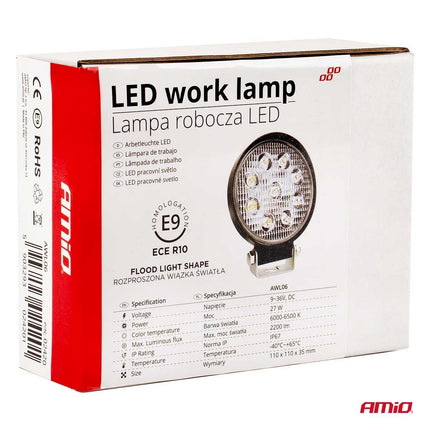 AMiO AMiO Krachtige Werklamp AWL06 9 LED FLOOD 9 - 36V Verstraler Spot Robuust Offroad AMiO 8
