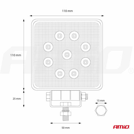 AMiO AMiO Krachtige Werklamp AWL07 9 LED FLOOD 9 - 36V Verstraler Spot Robuust Offroad AMiO 7
