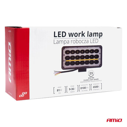 AMiO Krachtige Werklamp AWL43 27 LED FLOOD 9 - 36V Verstraler Spot Robuust Offroad - VCTparts.nl