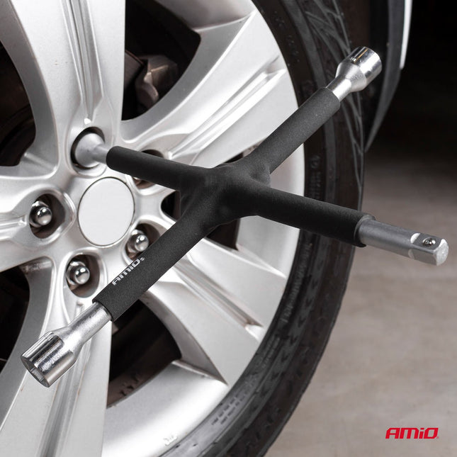 AMiO Kruissleutel Rubberen Handgreep 17 - 19 - 21mm 1/2" Rood - VCTparts.nl