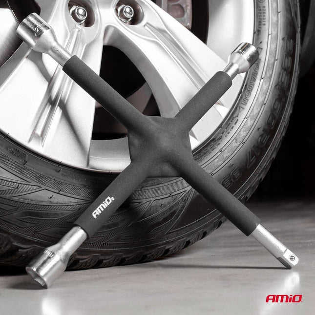 AMiO Kruissleutel Rubberen Handgreep 17 - 19 - 21mm 1/2" Rood - VCTparts.nl