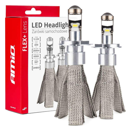 AMiO AMiO LED Autolampen FLEX+ serie H4 lens 12V 24V 6000K Canbus Dimlichten Wit AMiO 1