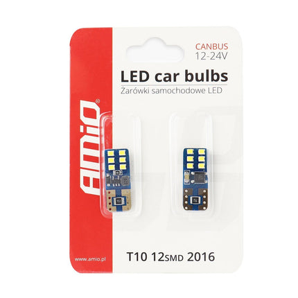 AMiO AMiO LED CANBUS 12SMD UltraBright 2016 T10e (W5W) Wit 12V/24V AMiO 3