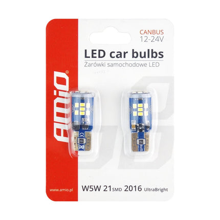 AMiO AMiO LED CANBUS 21SMD UltraBright 2016 T10 W5W Wit 12V/24V AMiO 4