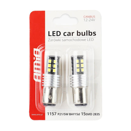 AMiO AMiO LED CANBUS 2835 15SMD 1157 BAY15D P21/5W Wit 12V/24V AMiO 2