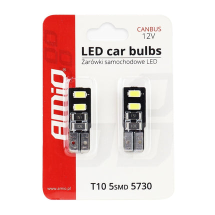 AMiO LED CANBUS Lamp 5600K 4SMD 5730 T10 (W5W) Wit Helder - VCTparts.nl