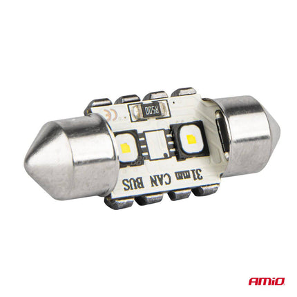 AMiO LED CANBUS lampen 12SMD Festoon C5W 3838 31mm Wit 12/24V - VCTparts.nl