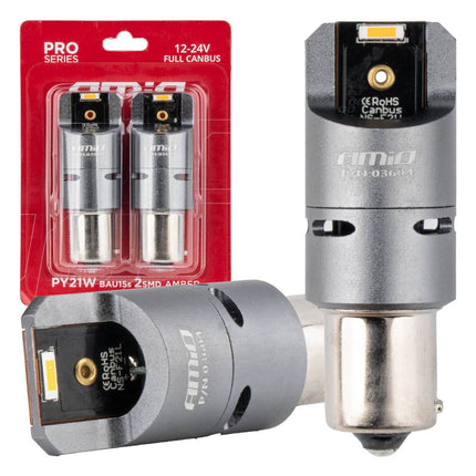AMiO AMiO LED CANBUS PRO - serie BAU15S PY21W 2x1860 SMD Amber 12V 24V AMiO 1