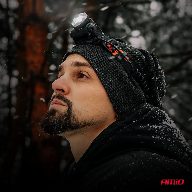 AMiO LED Hoofdlamp T6 3600mAh Met Zoomfunctie - Aluminium Behuizing en Oplaadbare Batterijen voor Outdoor Werkplaats en Noodsituaties - VCTparts.nl