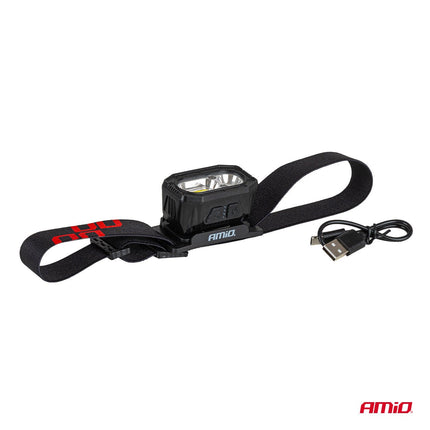AMiO AMiO LED Hoofdlamp XPG+COB 1000mAh met Bewegingssensor - USB Oplaadbaar en Verstelbare Hoofdband - voor Outdoor Workshop en Noodsituaties AMiO 4
