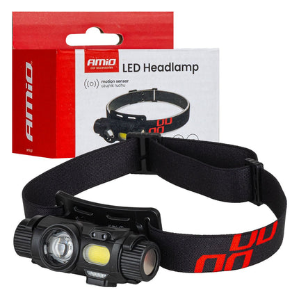 AMiO AMiO LED Hoofdlamp XPG+COB 1200mAh Met Bewegingssensor - USB Oplaadbaar en Verstelbare Hoofdband - voor Werk Outdoor en Noodsituaties AMiO 1