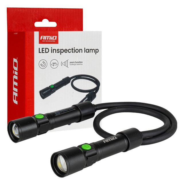 AMiO LED Inspectielamp 2xP50 1000mAh Halslamp met Flexibele Hals - Zoomfunctie en Oplaadbare Batterijen - Voor Werkplaats en Noodsituaties - VCTparts.nl