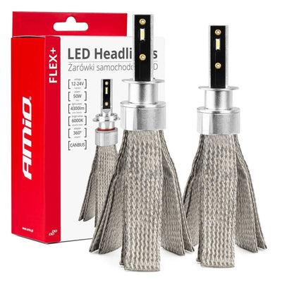 AMiO LED Koplampen FLEX+ Serie H1 canbus 6000K 12-24V Dimlichten Wit