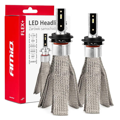 AMiO LED Koplampen FLEX+ Serie H7-6 canbus 6000K 12-24V Dimlichten Wit