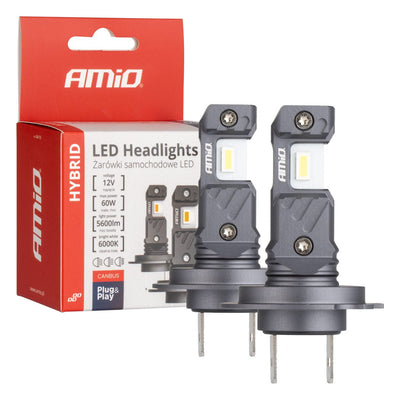 AMiO LED Koplampen Hybrid series H7 (H18) Wit 6000K - 5600LM Canbus 60W
