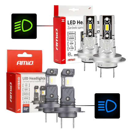 AMiO AMiO LED Koplampen Mini + Grootlicht Hybrid series H7 (H18) Wit 6000K - 3500LM + 5600LM Canbus 60W 4 stuks Combideal 1