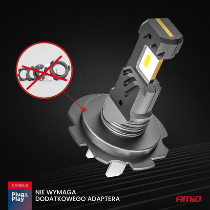 AMiO AMiO LED Koplampen Mini + Grootlicht Hybrid series H7 (H18) Wit 6000K - 3500LM + 5600LM Canbus 60W 4 stuks Combideal 10