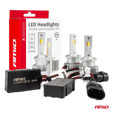 AMiO AMiO LED Koplampen X AllinOne - serie D2S D2R D4S D4R canbus 6000K Dimlichten Wit AMiO 3