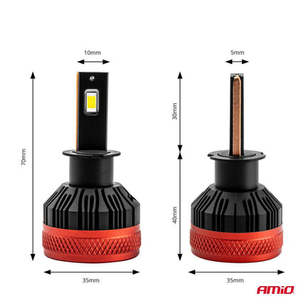 AMiO LED Koplampen X3 - serie H3 Dimlichten Wit - VCTparts.nl