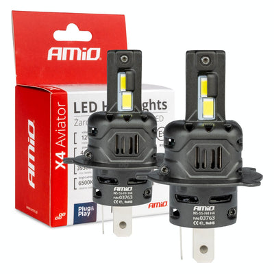 AMiO LED Koplampen X4-serie AVIATOR H4/H19 6500K max 44W Dimlichten Wit