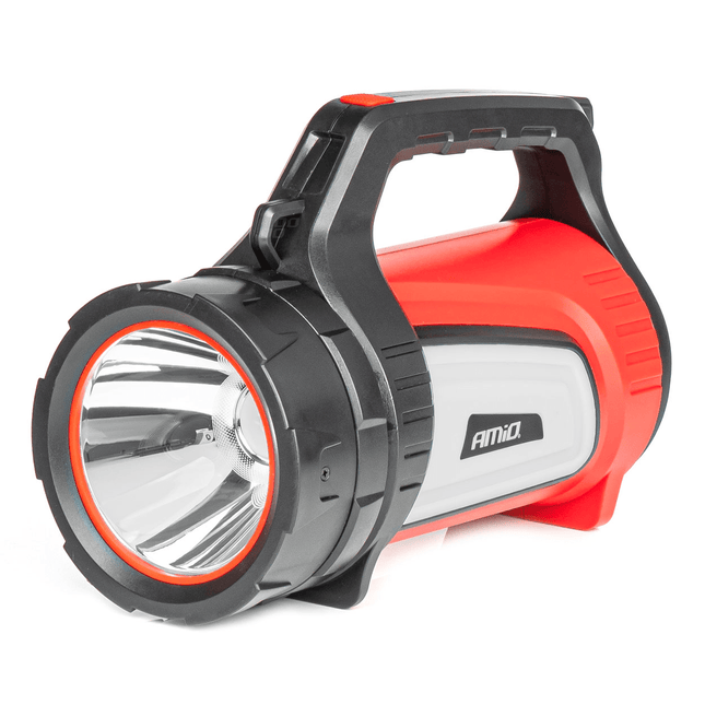 AMiO LED Nood Zoeklicht Handlamp met Geïntegreerde Oplaadbare Batterij 400LM Zwart - Rood - VCTparts.nl