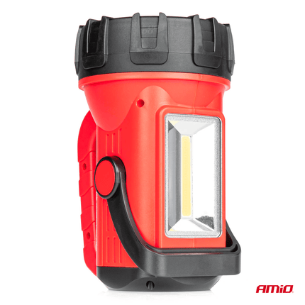 AMiO LED Nood Zoeklicht Handlamp met Geïntegreerde Oplaadbare Batterij 400LM Zwart - Rood - VCTparts.nl